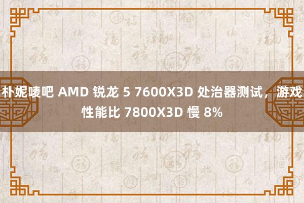 朴妮唛吧 AMD 锐龙 5 7600X3D 处治器测试，游戏性能比 7800X3D 慢 8%