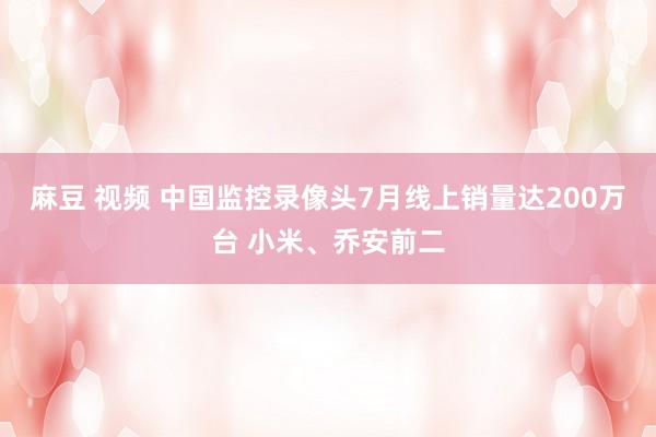 麻豆 视频 中国监控录像头7月线上销量达200万台 小米、乔安前二