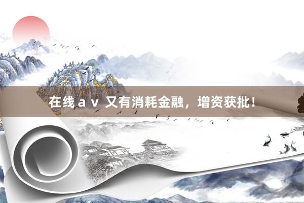 在线ａｖ 又有消耗金融，增资获批！