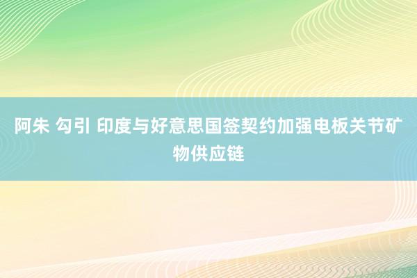 阿朱 勾引 印度与好意思国签契约加强电板关节矿物供应链