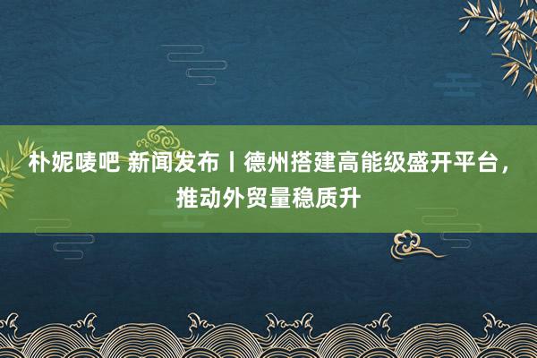 朴妮唛吧 新闻发布丨德州搭建高能级盛开平台，推动外贸量稳质升