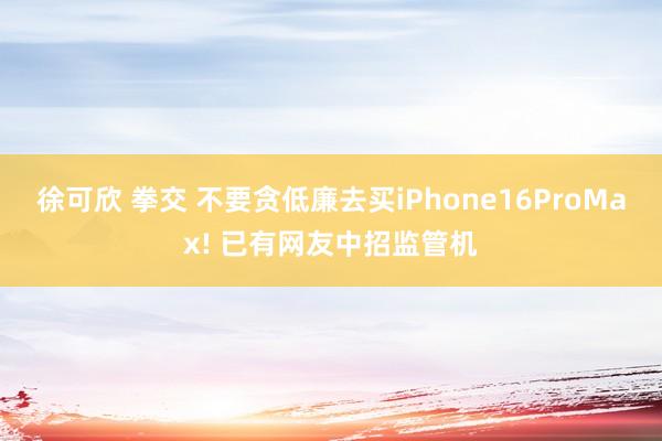 徐可欣 拳交 不要贪低廉去买iPhone16ProMax! 已有网友中招监管机