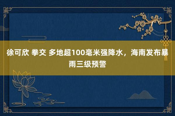 徐可欣 拳交 多地超100毫米强降水，海南发布暴雨三级预警