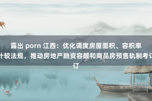 露出 porn 江西：优化调度房屋面积、容积率计较法规，推动房地产融资容颜和商品房预售轨制考订