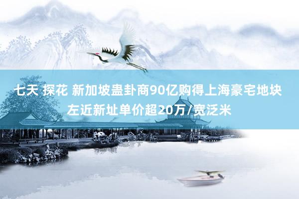 七天 探花 新加坡蛊卦商90亿购得上海豪宅地块 左近新址单价超20万/宽泛米