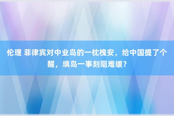 伦理 菲律宾对中业岛的一枕槐安，给中国提了个醒，填岛一事刻阻难缓？