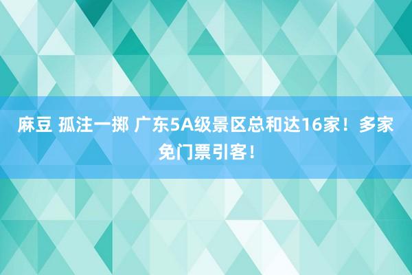 麻豆 孤注一掷 广东5A级景区总和达16家！多家免门票引客！