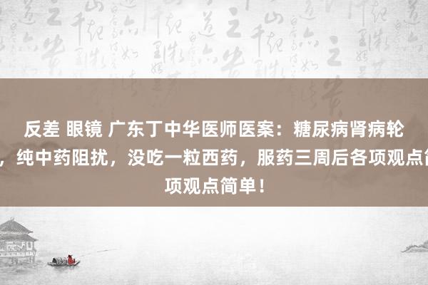 反差 眼镜 广东丁中华医师医案：糖尿病肾病轮廓征，纯中药阻扰，没吃一粒西药，服药三周后各项观点简单！